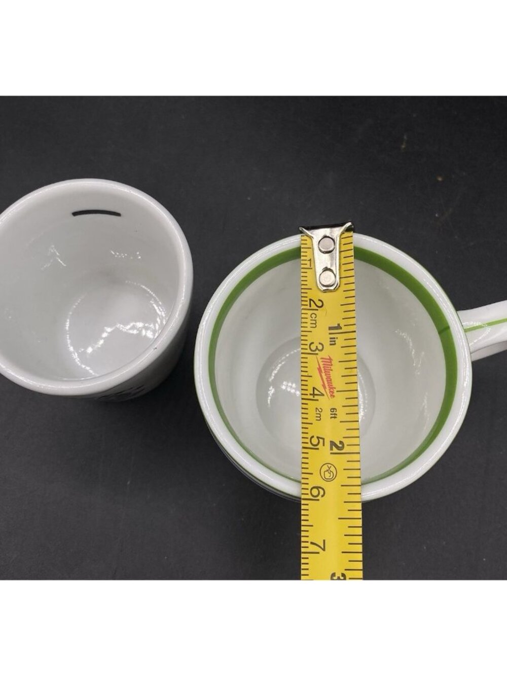 LOT 2 Starbucks Truly Good Coffee Espresso Cup Ceramic & Green Blue Stripes Cup - Picture 4 of 9